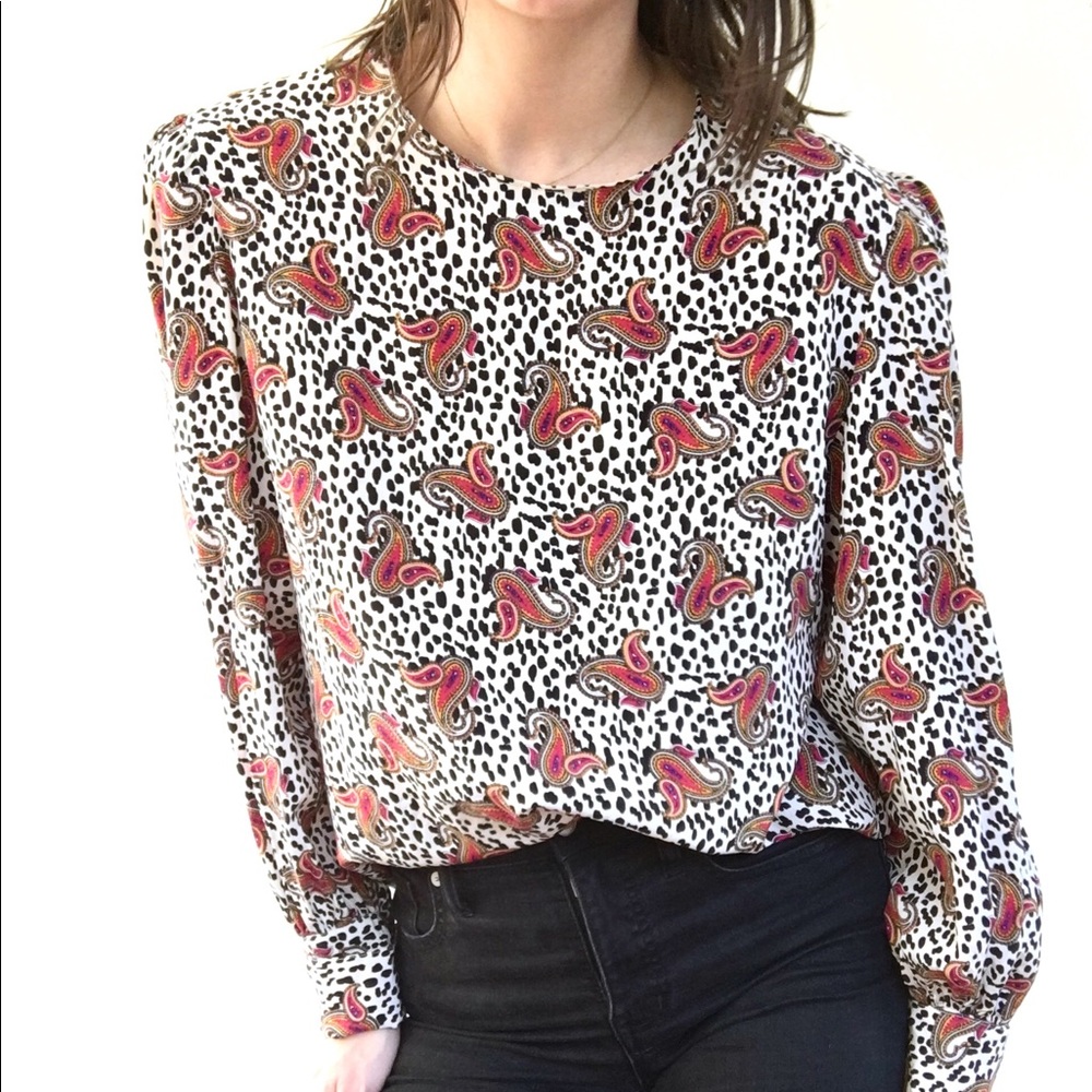 Vintage pattern silk blouse - Picture 6 of 8